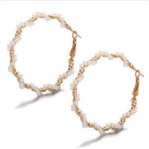 SALE **  BRAND NEW ** PEARL HOOP EARRINGS